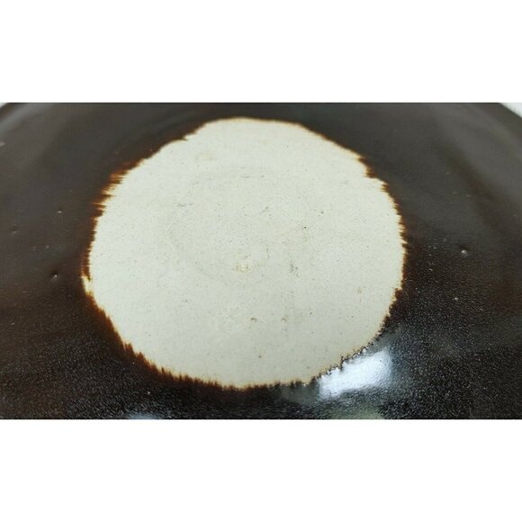 VTG Sunrise Brown Pottery Carved Clay Lid Houses Trees Outdoor 3D Design Glazed - Picture 11 of 12